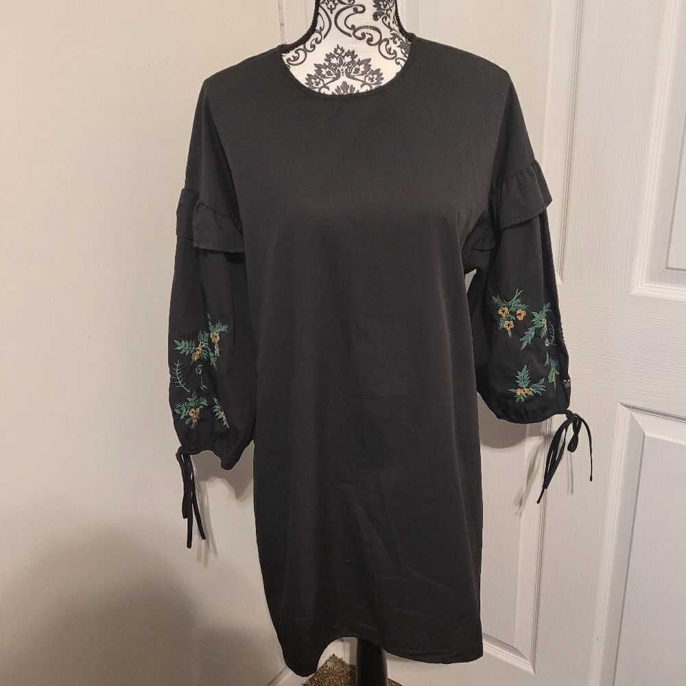 ‎Bleuh Ciel embroidered floral tunic dress